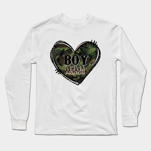 Boy Mama Camo Heart Long Sleeve T-Shirt by DigitalCreativeArt